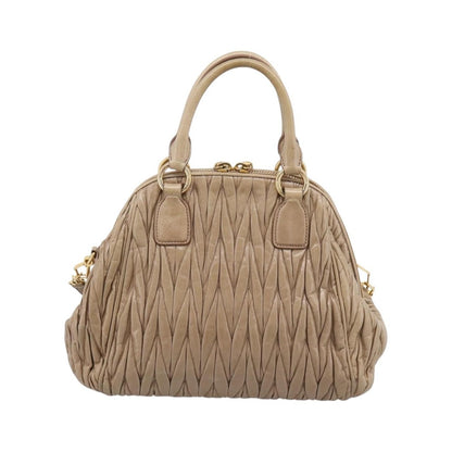 Miu Miu Convertible Dome Satchel Matelasse Leather, Beige, Leather, Handbag