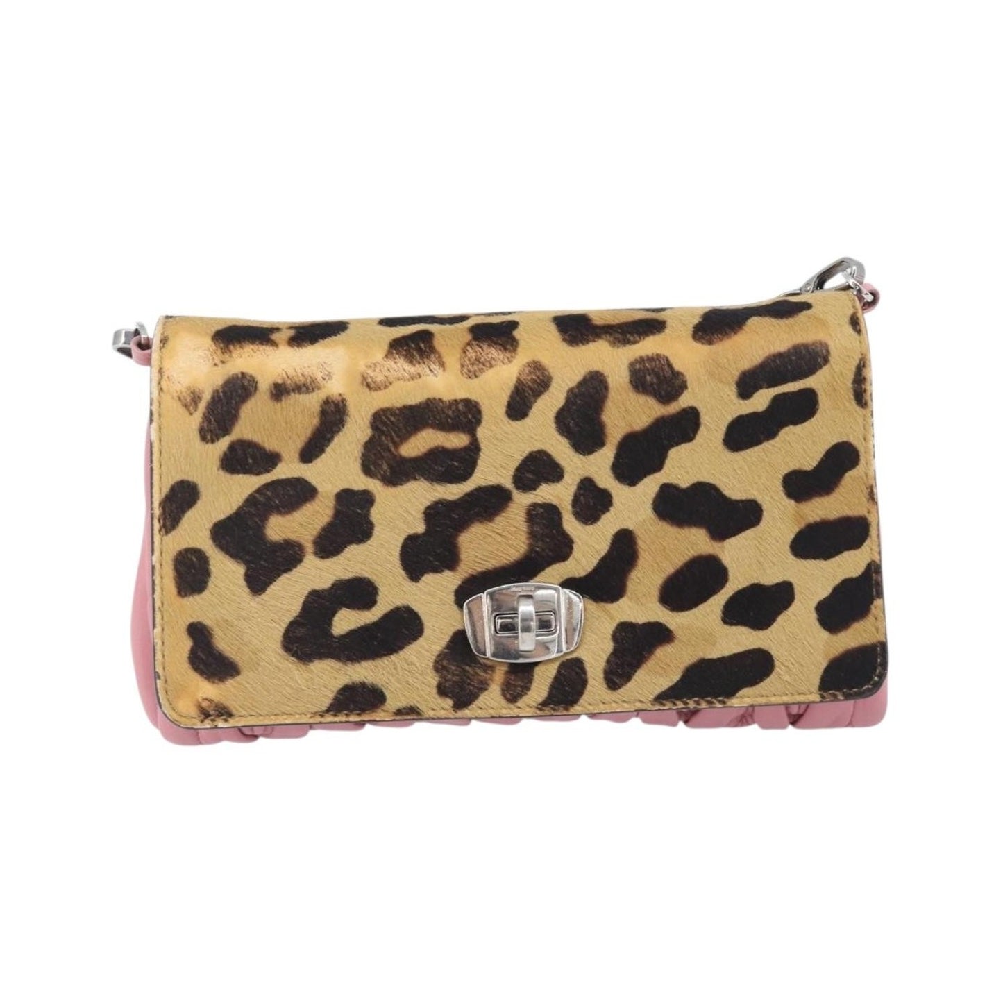 Miu Miu Convertible Flap Haircalf & Matelassé Nappa Leather, Pink, Calfskin, Crossbody Bag