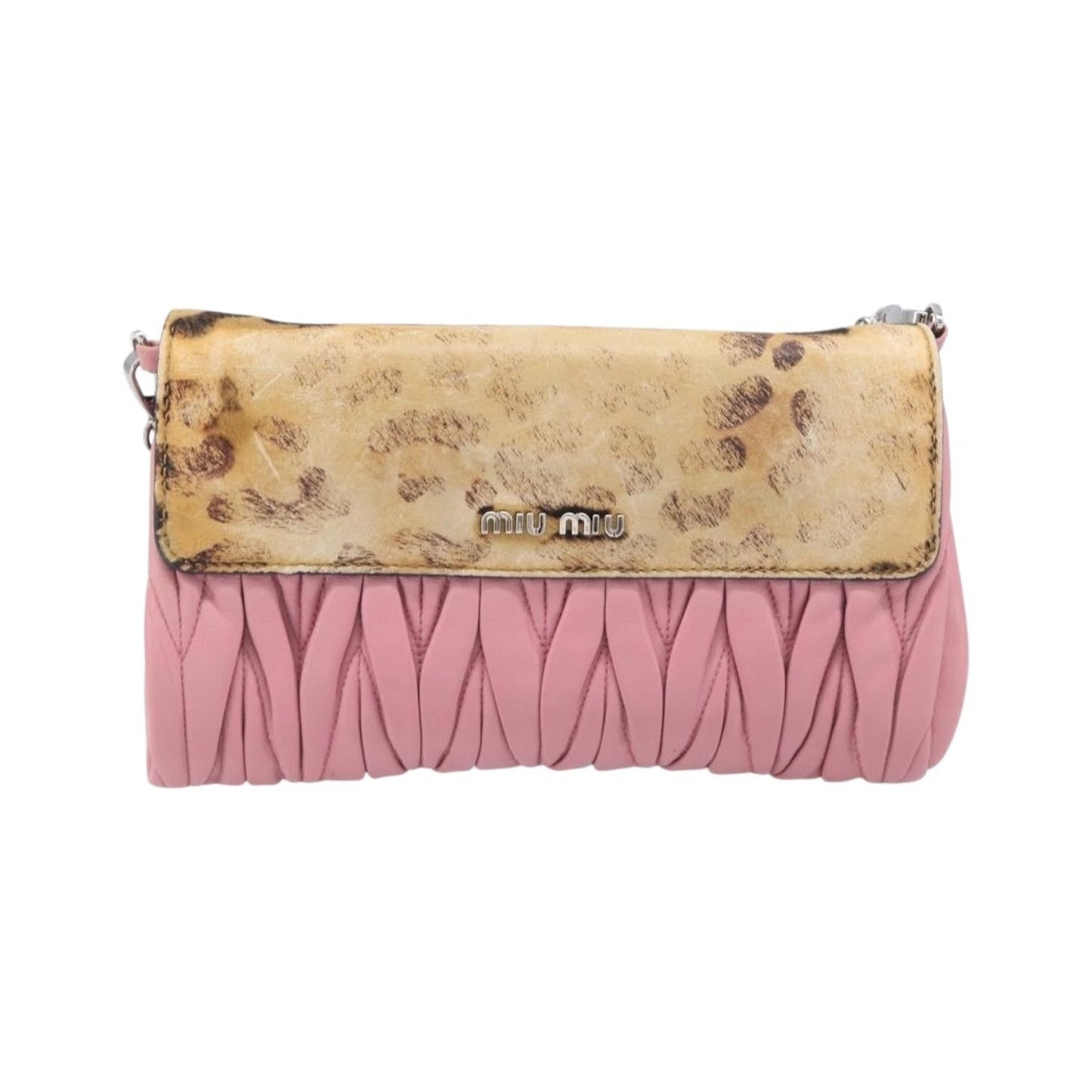 Miu Miu Convertible Flap Haircalf & Matelassé Nappa Leather, Pink, Calfskin, Crossbody Bag