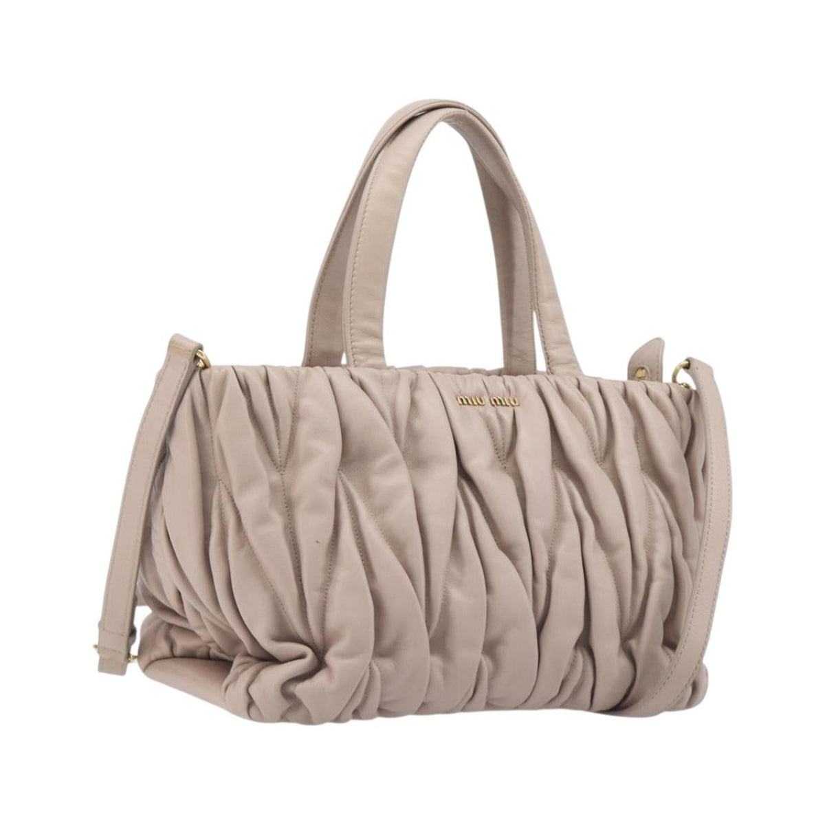 Miu Miu Convertible Matelasse Leather, Beige, Leather, Tote Bag