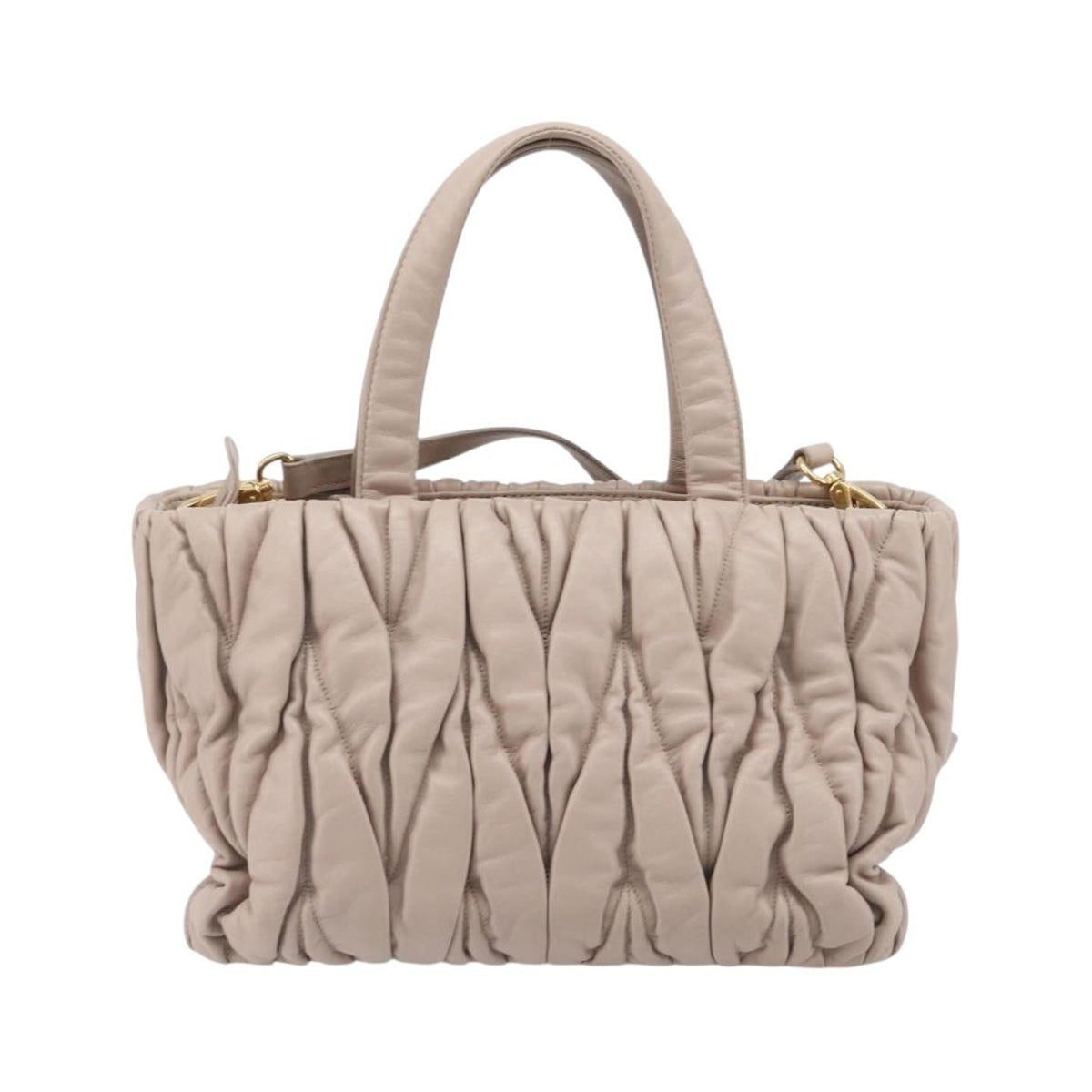 Miu Miu Convertible Matelasse Leather, Beige, Leather, Tote Bag