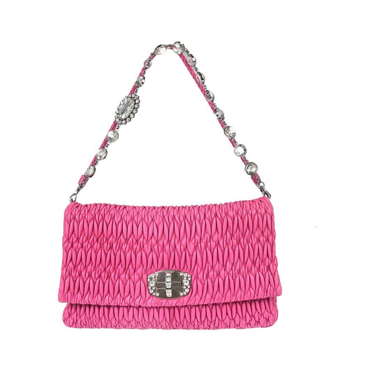 Miu Miu Crystal Clutch Matelasse Leather, Pink, Leather, Handbag