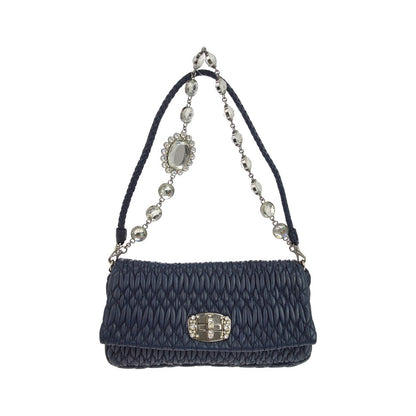 Miu Miu Crystal Clutch Matelasse Leather, Navy, Leather, Clutch