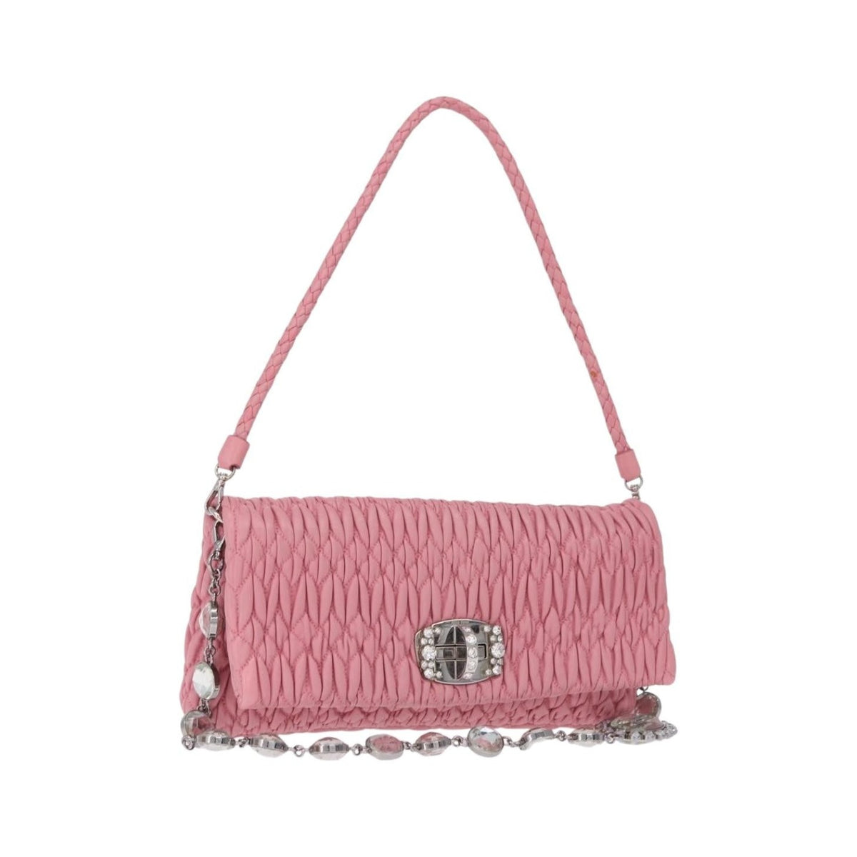 Miu Miu Crystal Clutch Matelasse Leather, Pink, Leather, Handbag