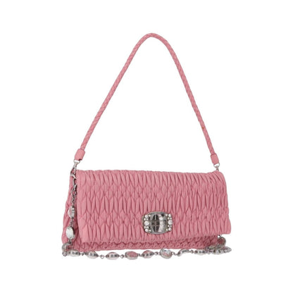 Miu Miu Crystal Clutch Matelasse Leather, Pink, Leather, Handbag