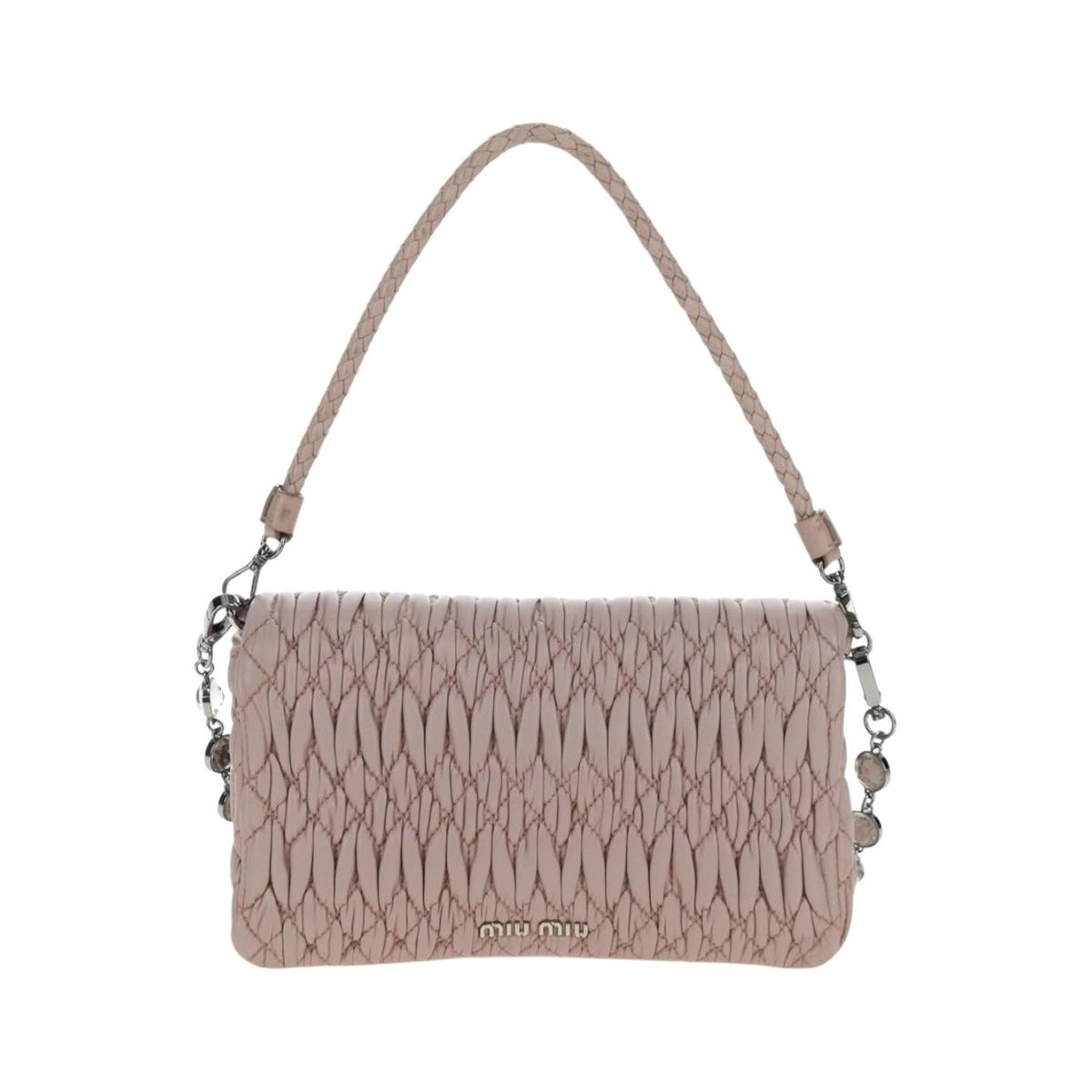 Miu Miu Crystal Clutch Matelasse Leather, Pink, Leather, Clutch