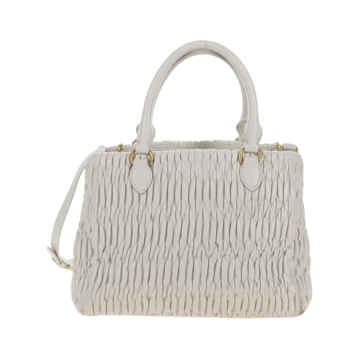 Miu Miu Crystal Convertible Matelasse Leather, White, Leather, Tote Bag