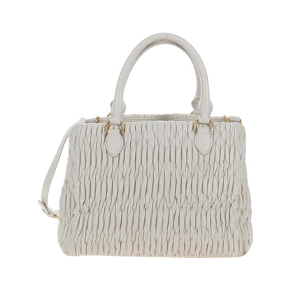 Miu Miu Crystal Convertible Matelasse Leather, White, Leather, Tote Bag