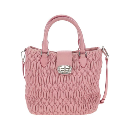 Miu Miu Crystal Convertible Top Handle Matelasse Leather, Pink, Leather, Handbag