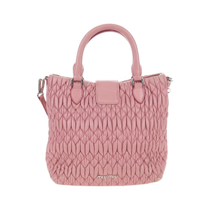 Miu Miu Crystal Convertible Top Handle Matelasse Leather, Pink, Leather, Handbag