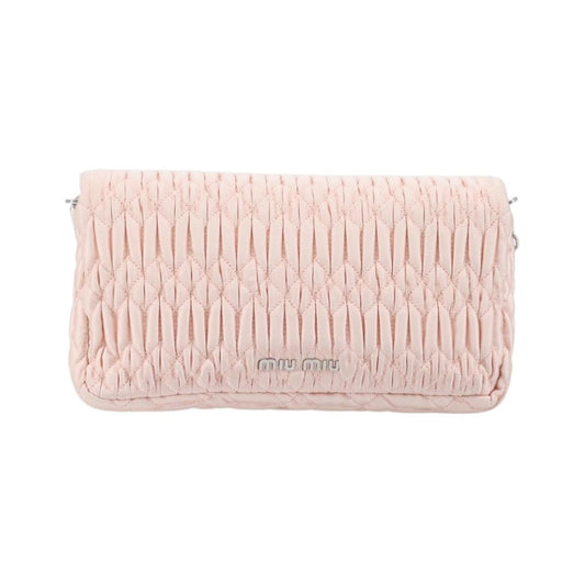 Miu Miu Crystal Full Flap Printed Calf Hair and Matelasse Leather, Pink, Satin, Shoulder Bag
