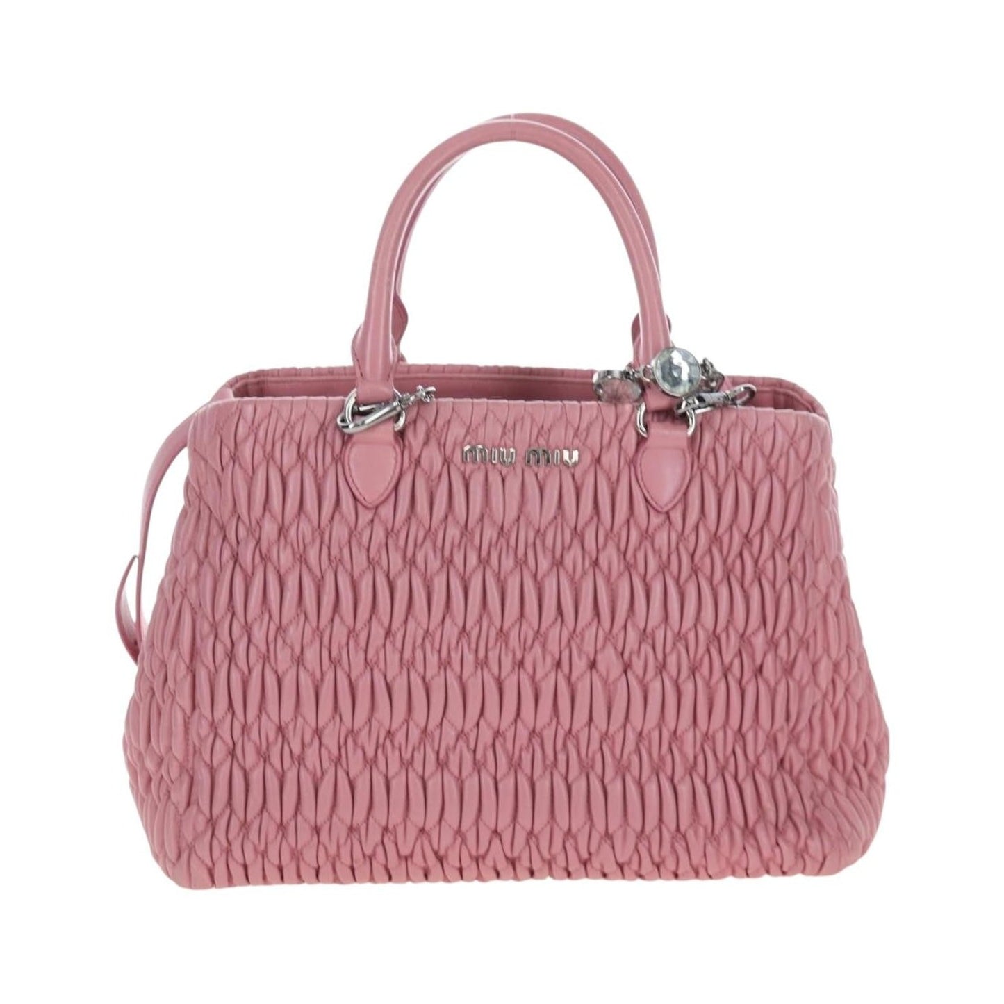 Miu Miu Crystal Turnlock Convertible Satchel Leather, Pink, Leather, Shoulder Bag