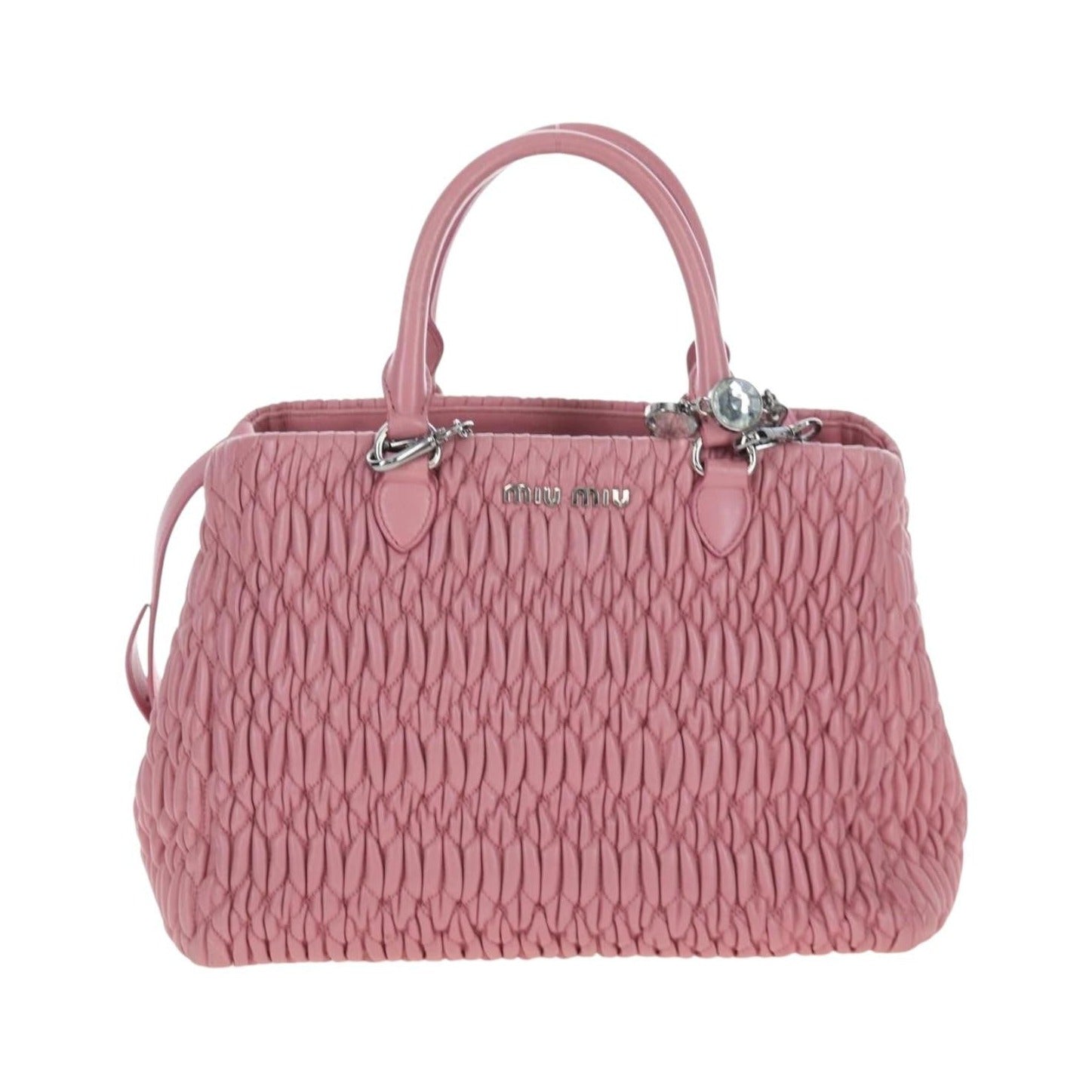 Miu Miu Crystal Turnlock Convertible Satchel Leather, Pink, Leather, Shoulder Bag