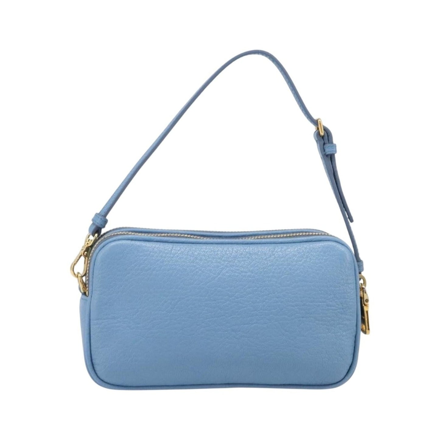 Miu Miu Double Zip Pochette Leather, Blue, Leather, Clutch
