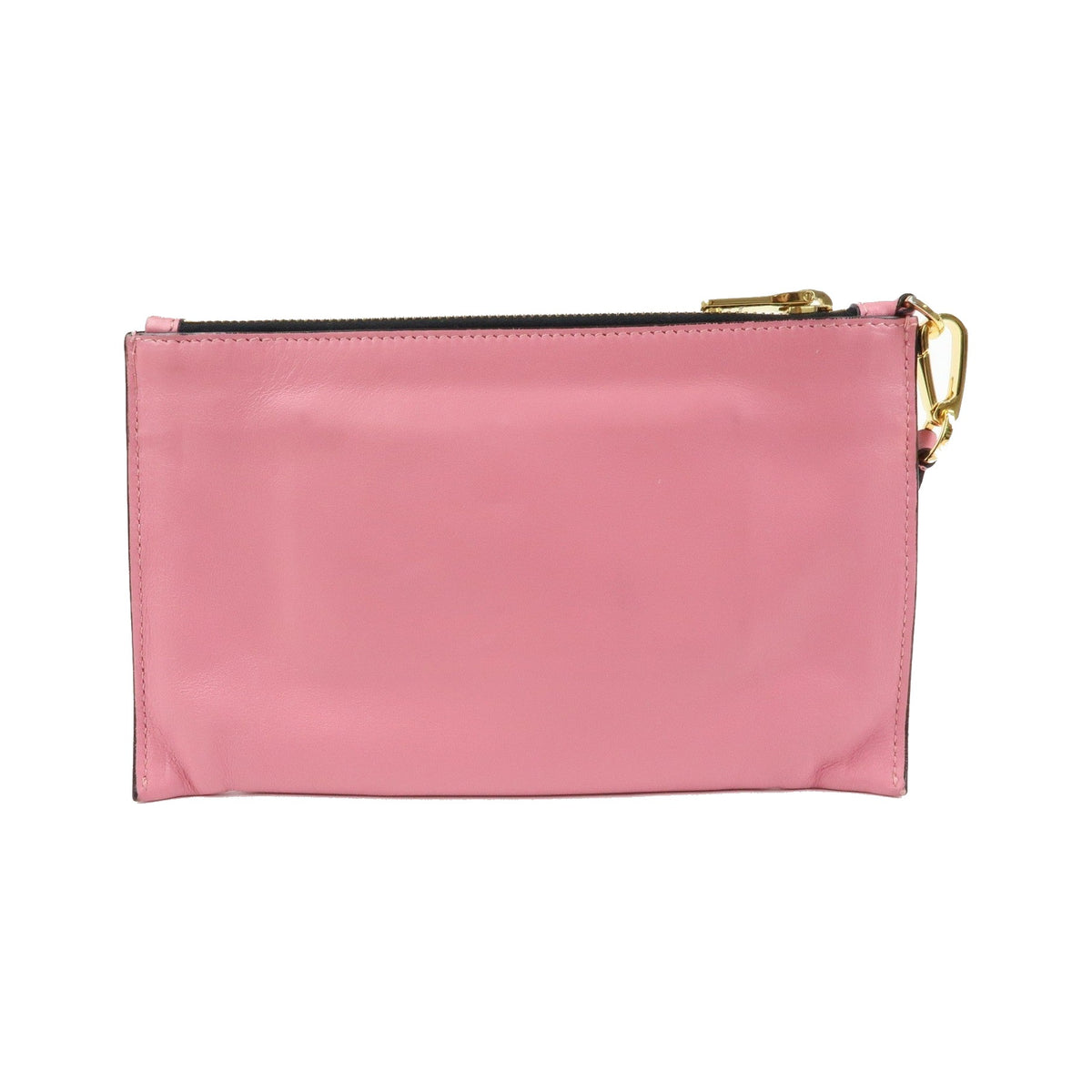 Miu Miu Logo Chain Clutch Shearling, Pink, Leather, Clutch