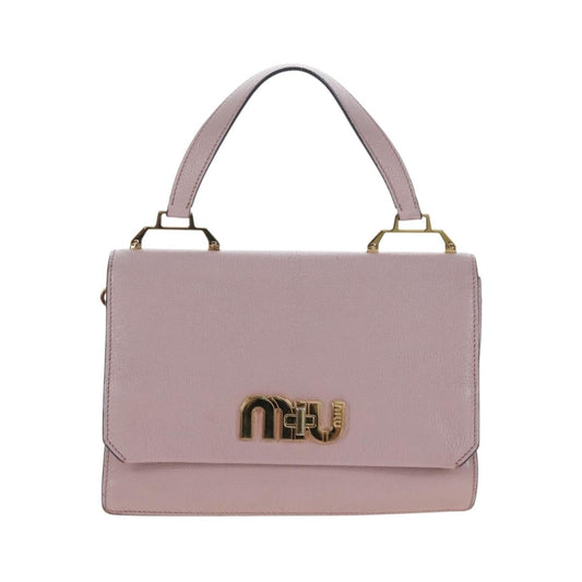 Miu Miu Logo Flap Leather, Pink, Leather, Crossbody Bag