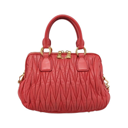 Miu Miu Madras Bowler Matelasse Leather, Red, Leather, Handbag