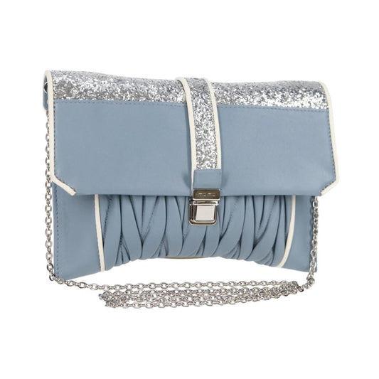 Miu Miu Madras Chain Clutch Matelasse Leather with Glitter, Blue, Leather, Shoulder Bag