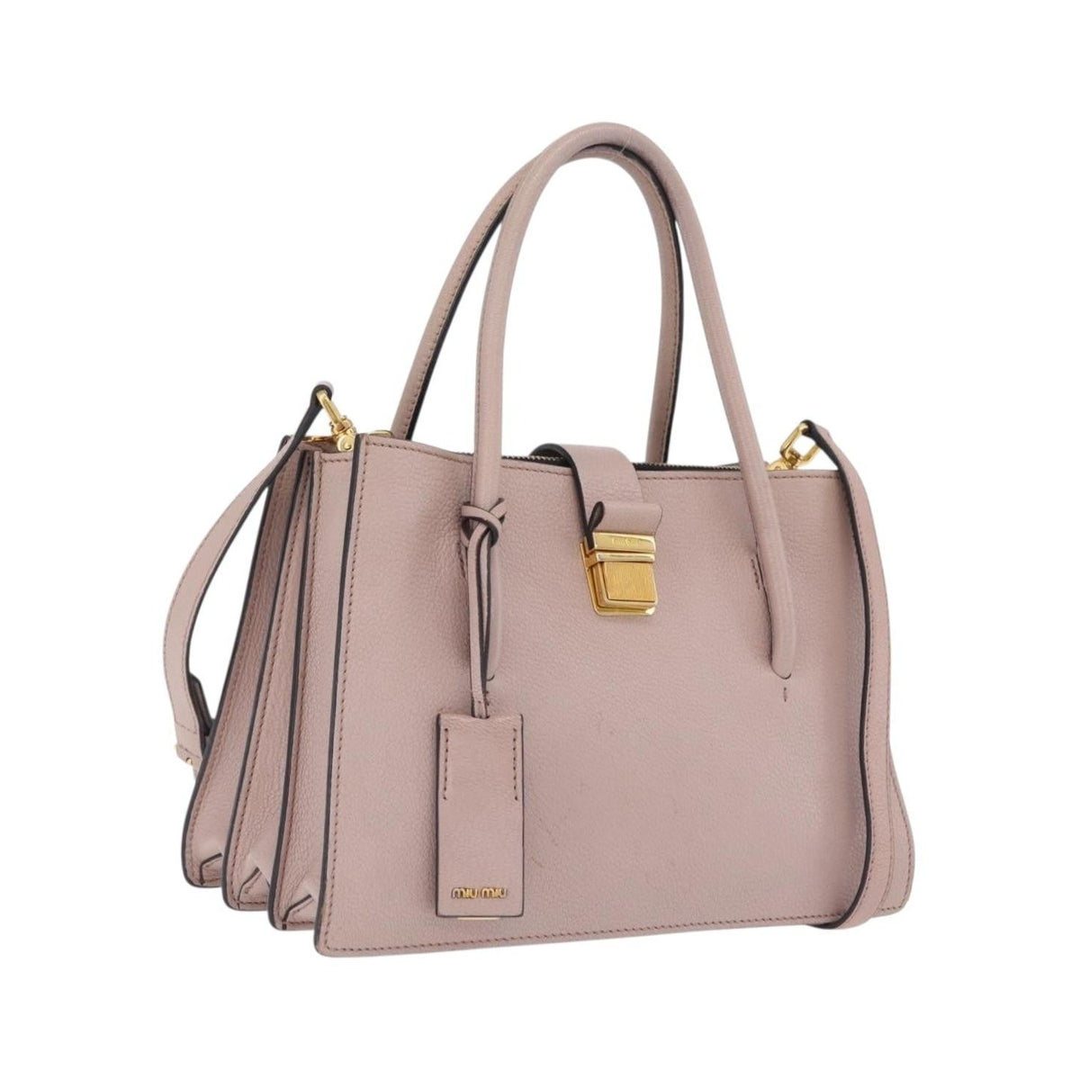 Miu Miu Madras Convertible Compartment Leather, Beige, Leather, Tote Bag