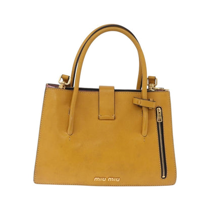 Miu Miu Madras Convertible Compartment Leather, Yellow, Leather, Tote Bag