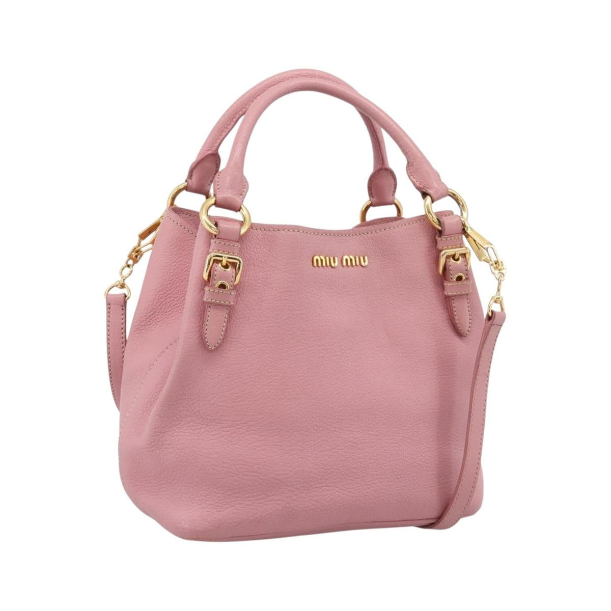 Miu Miu Madras Convertible Leather, Pink, Leather, Tote Bag