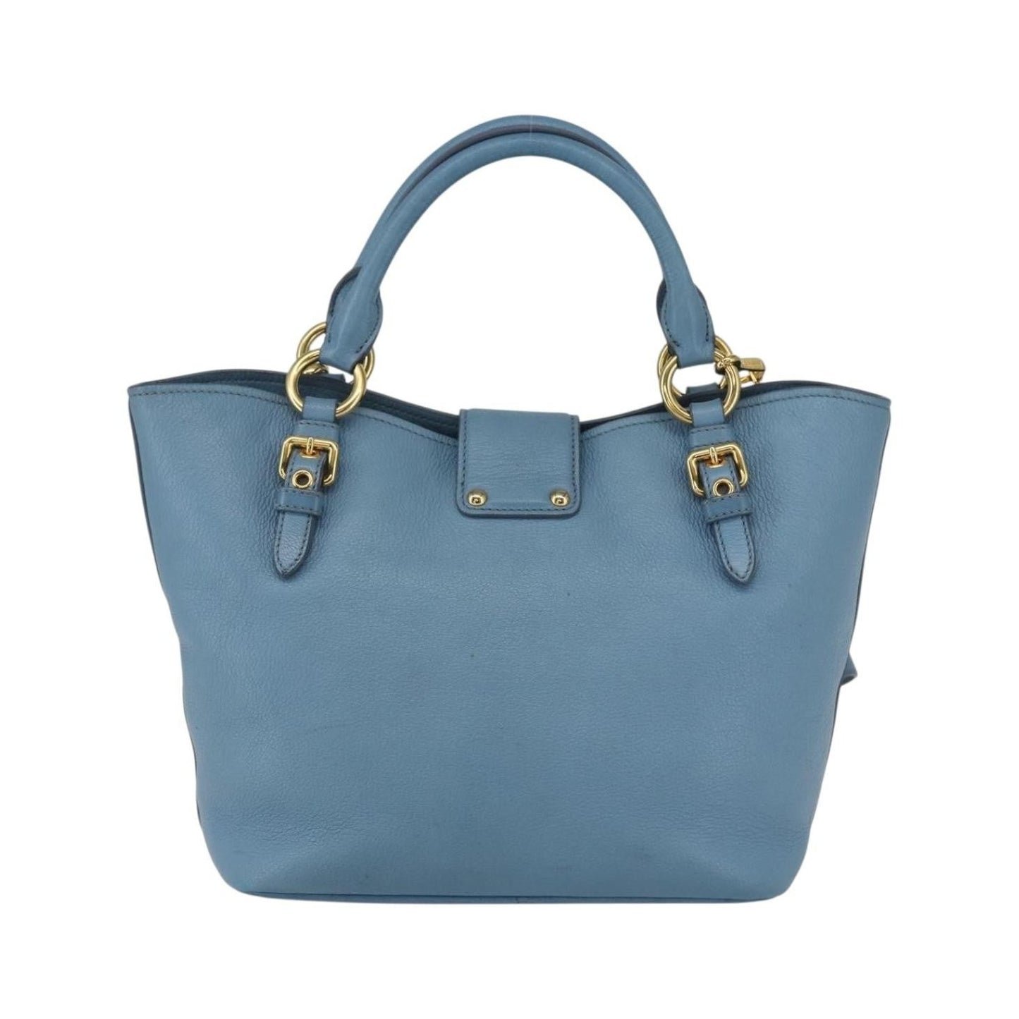 Miu Miu Madras Convertible Lock Leather, Blue, Leather, Tote Bag