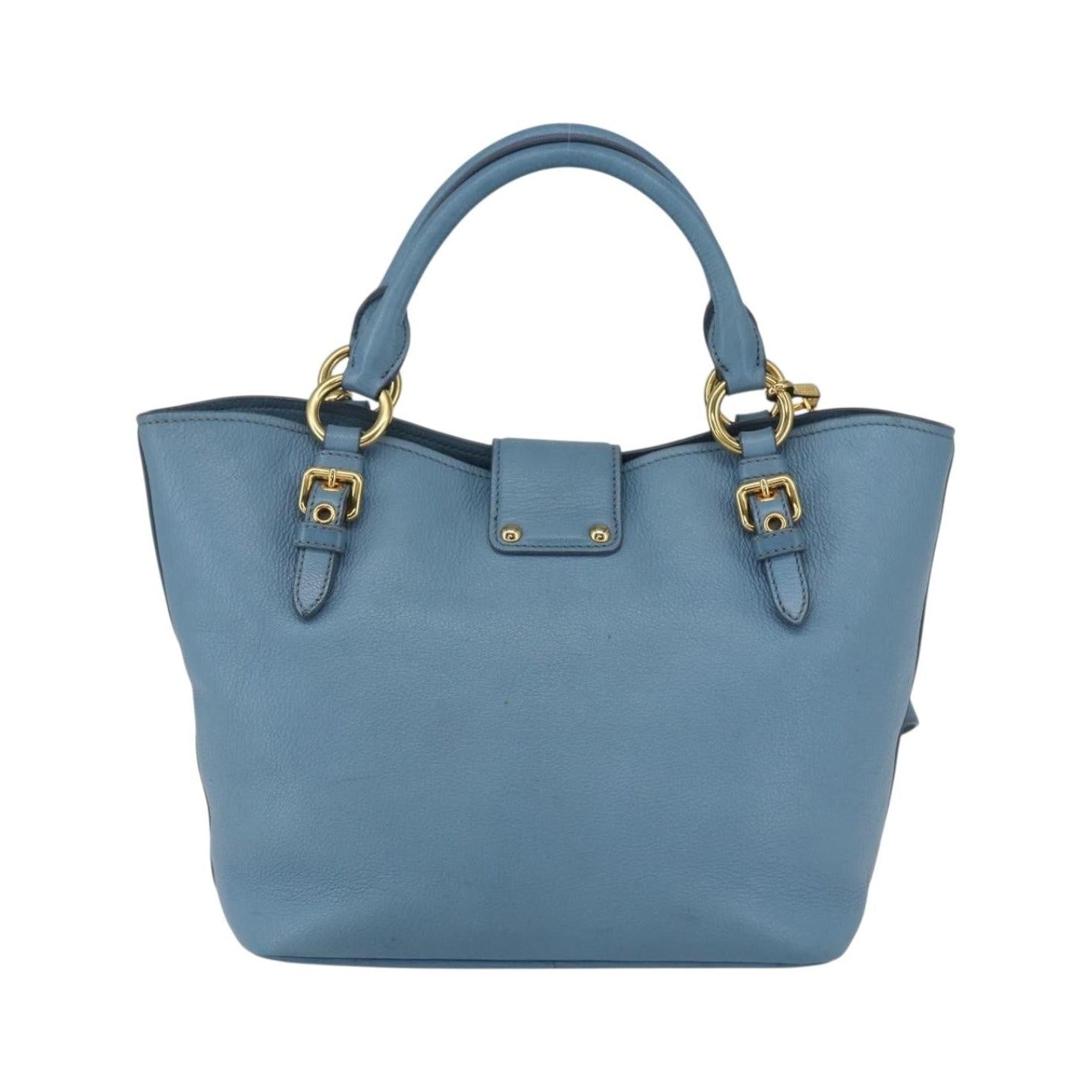 Miu Miu Madras Convertible Lock Leather, Blue, Leather, Tote Bag