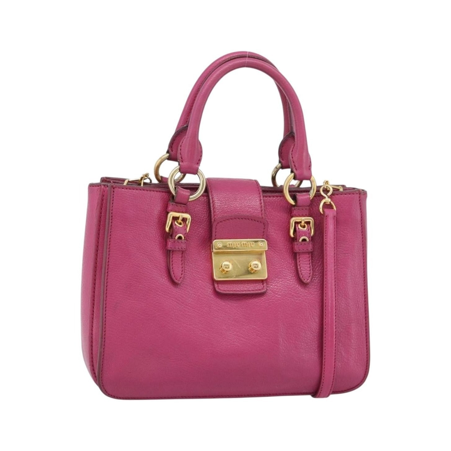 Miu Miu Madras Convertible Lock Leather, Pink, Leather, Tote Bag