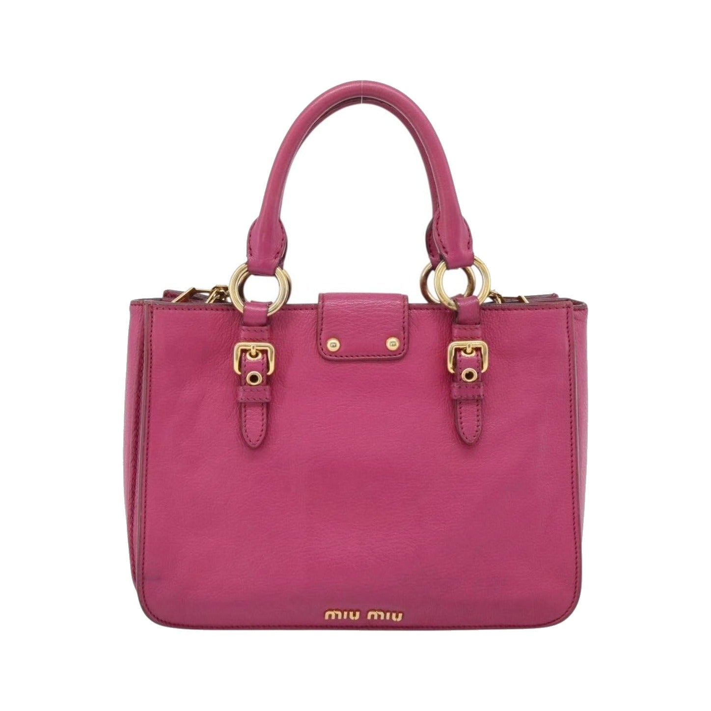 Miu Miu Madras Convertible Lock Leather, Pink, Leather, Tote Bag