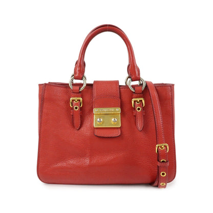 Miu Miu Madras Convertible Lock Leather, Red, Leather, Tote Bag