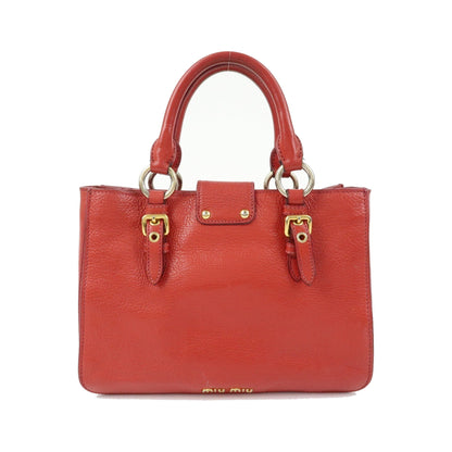 Miu Miu Madras Convertible Lock Leather, Red, Leather, Tote Bag