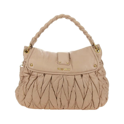 Miu Miu Madras Convertible Lock Tote Leather, Pink_gold, Leather, Handbag