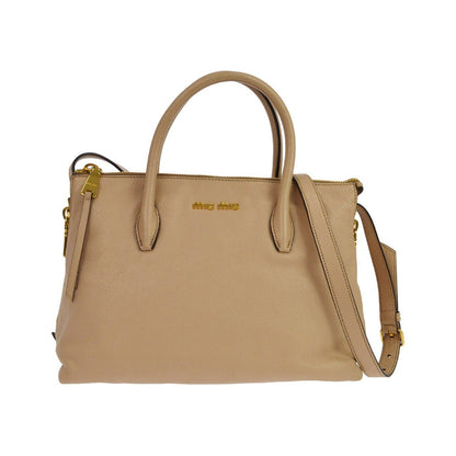 Miu Miu Madras Convertible Side Zip Satchel Leather, Beige, Leather, Tote Bag