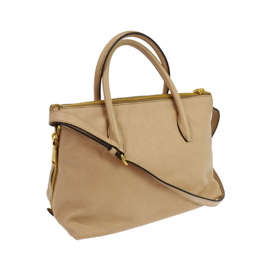 Miu Miu Madras Convertible Side Zip Satchel Leather, Beige, Leather, Tote Bag