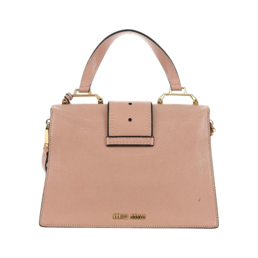 Miu Miu Madras Crystal Buckle Leather, Pink, Leather, Shoulder Bag