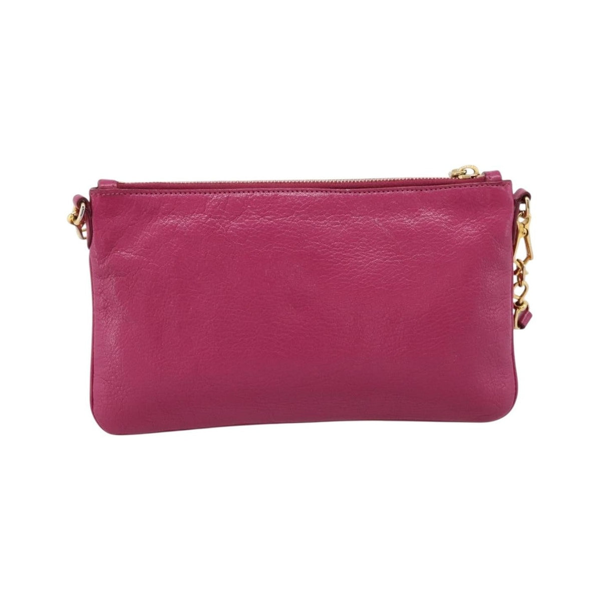 Miu Miu Madras Double Zip Leather, Pink, Leather, Crossbody Bag