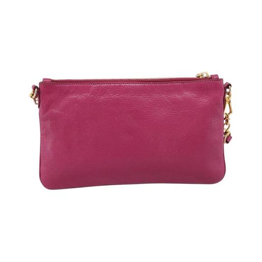 Miu Miu Madras Double Zip Leather, Pink, Leather, Crossbody Bag