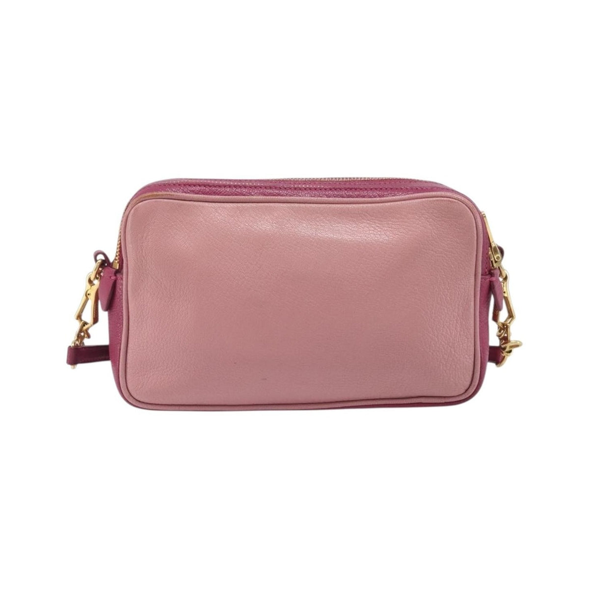 Miu Miu Madras Double Zip Leather, Pink, Leather, Crossbody Bag