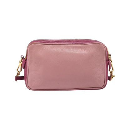 Miu Miu Madras Double Zip Leather, Pink, Leather, Crossbody Bag