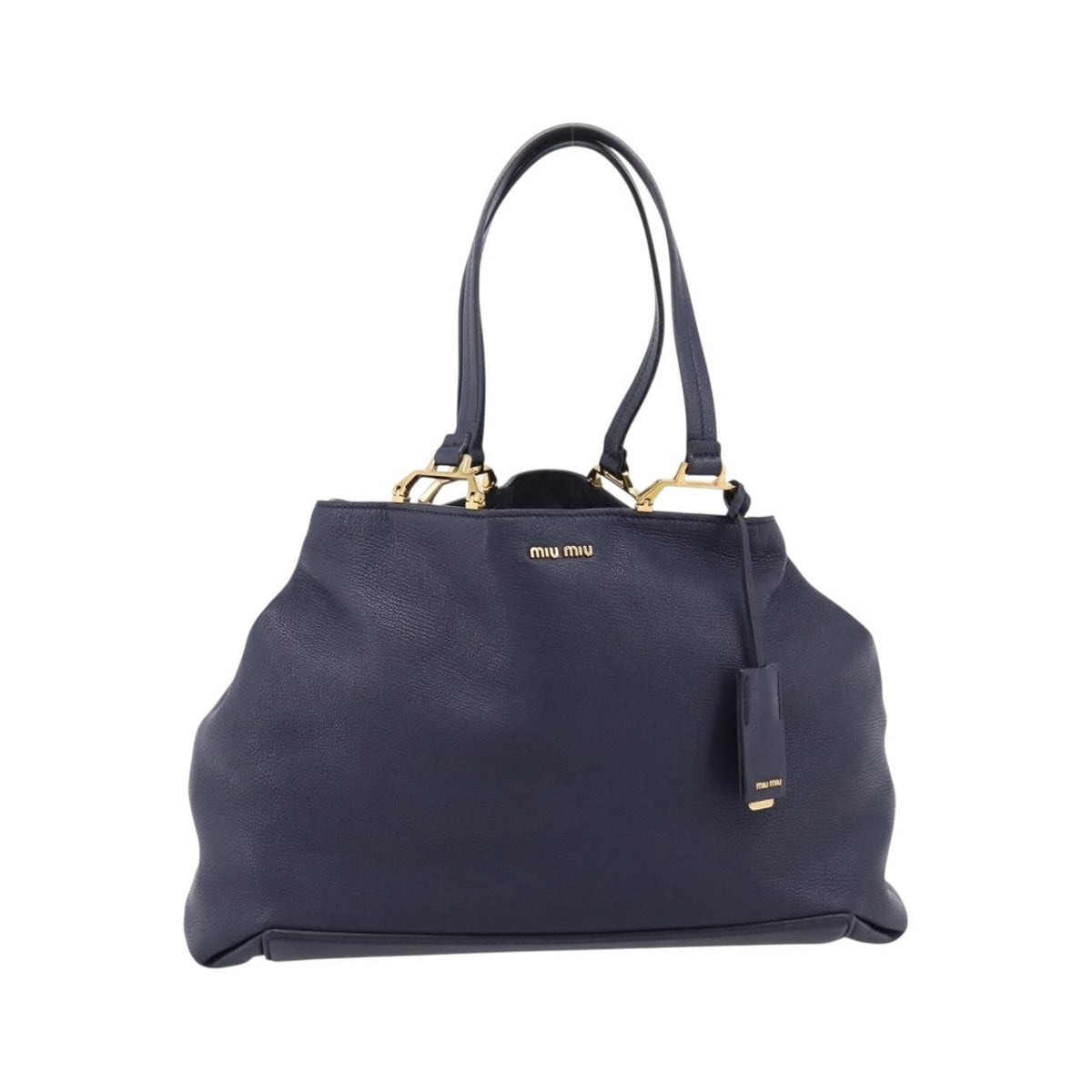 Miu Miu Madras Leather, Navy, Leather, Shoulder Bag
