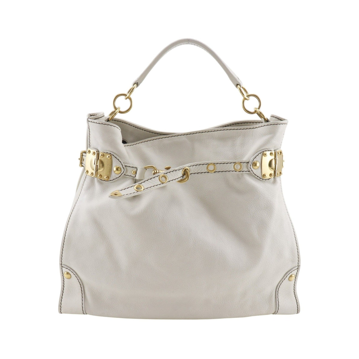 Miu Miu Madras Shoulder Leather, Beige, Leather, Crossbody Bag