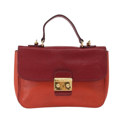 Miu Miu Madras Top Handle Leather, Red, Leather, Handbag