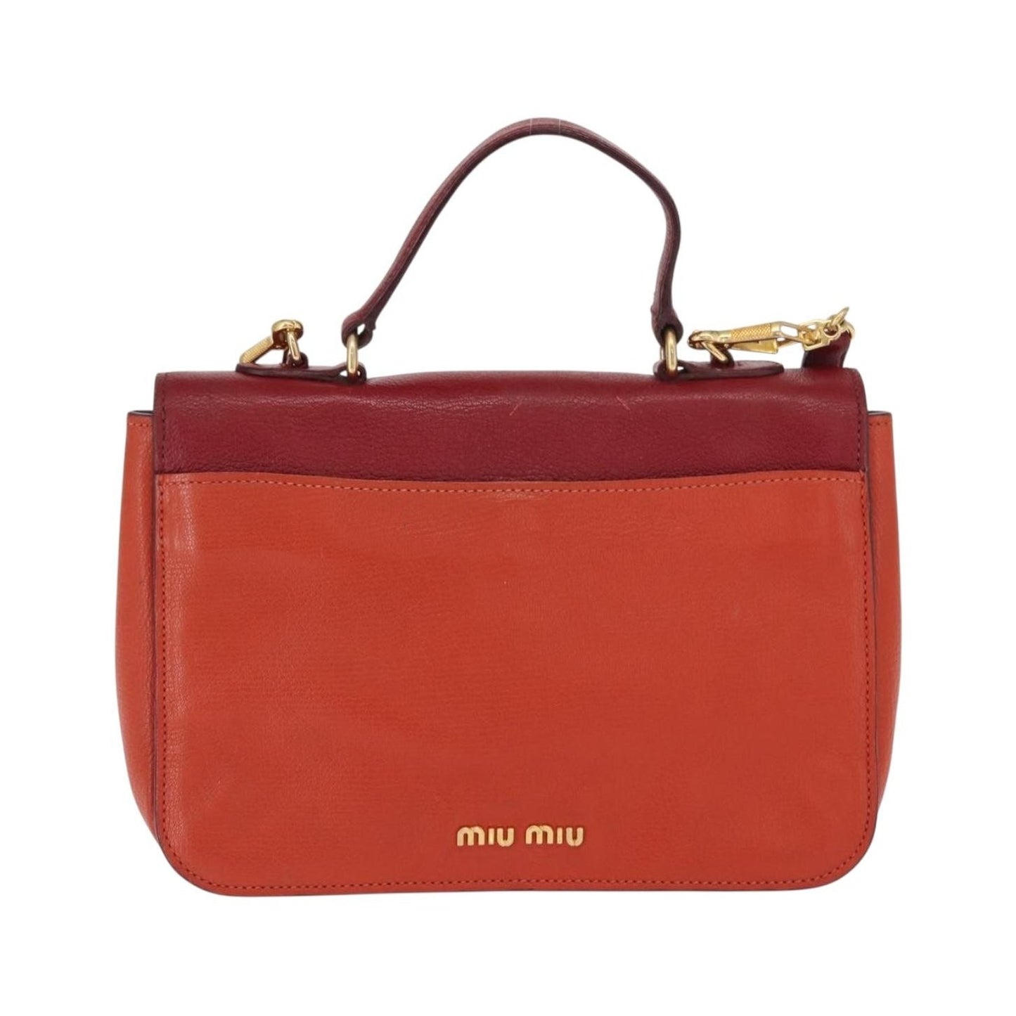 Miu Miu Madras Top Handle Leather, Red, Leather, Handbag