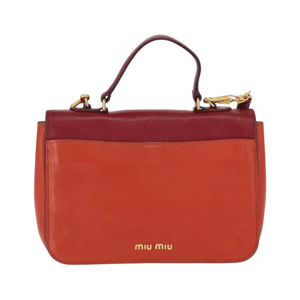 Miu Miu Madras Top Handle Leather, Red, Leather, Handbag