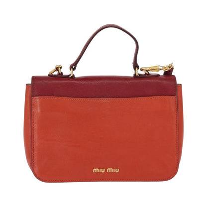Miu Miu Madras Top Handle Leather, Red, Leather, Handbag
