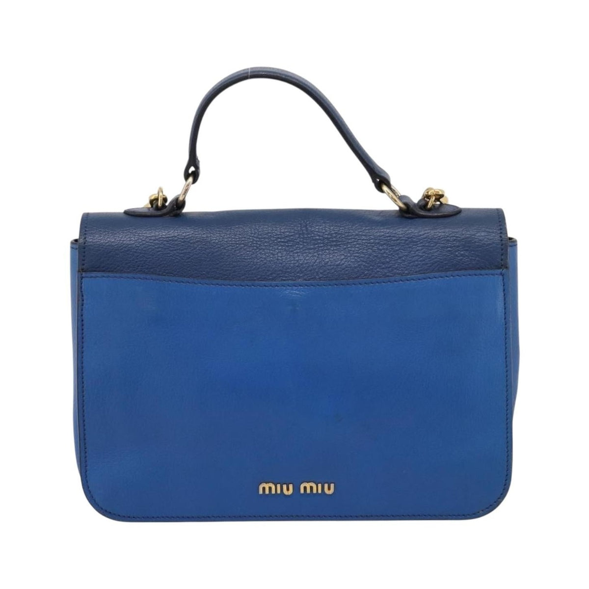 Miu Miu Madras Top Handle Leather, Navy, Leather, Handbag