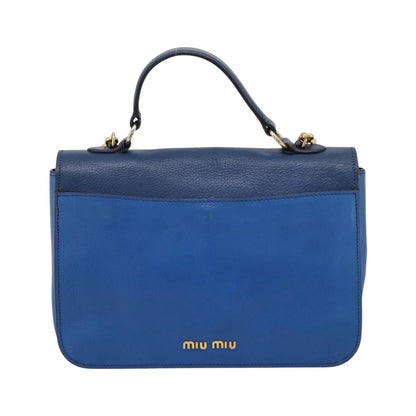 Miu Miu Madras Top Handle Leather, Navy, Leather, Handbag