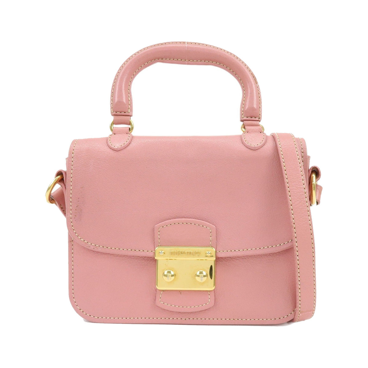 Miu Miu Madras Top Handle Leather, Pink, Leather, Handbag