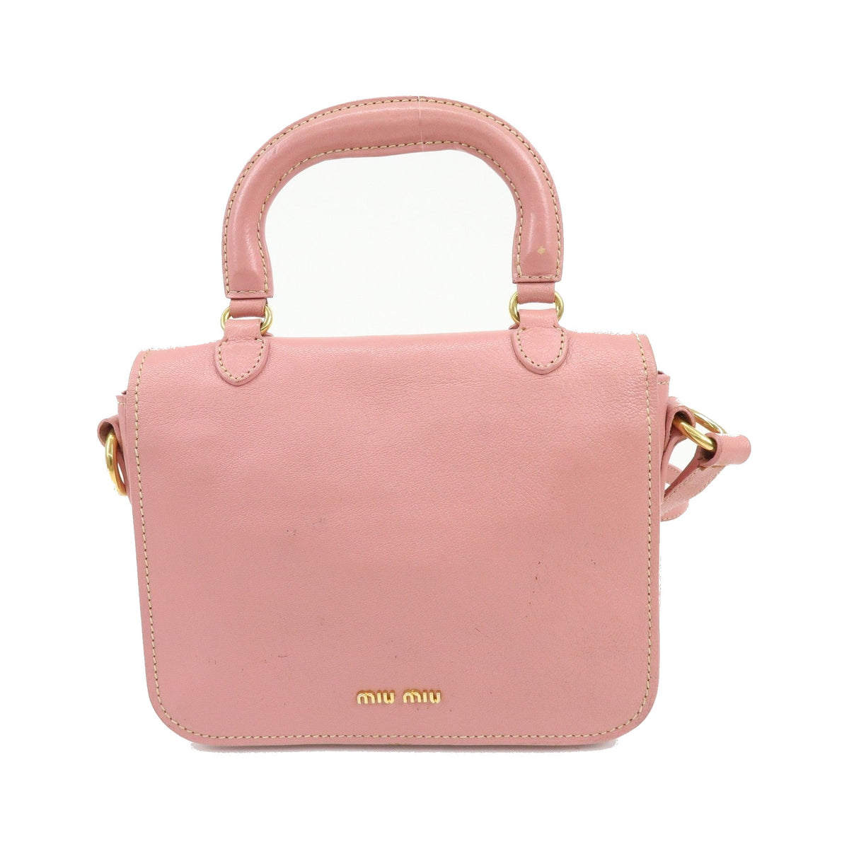 Miu Miu Madras Top Handle Leather, Pink, Leather, Handbag