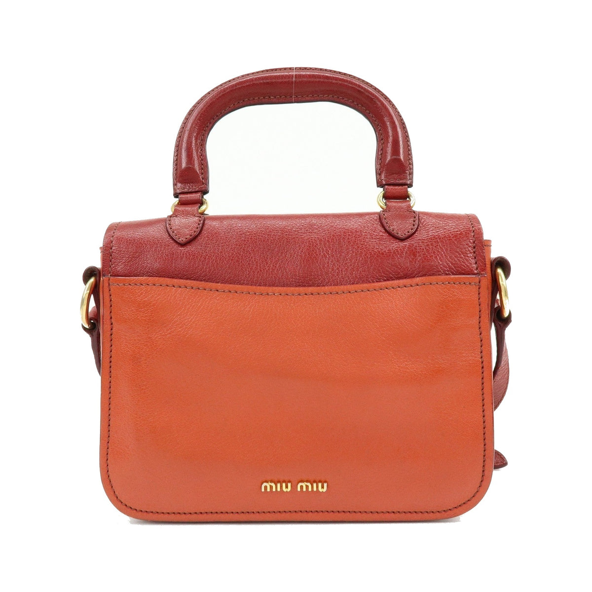 Miu Miu Madras Top Handle Leather, Red, Leather, Handbag